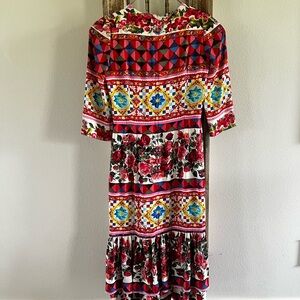 Dolce & Gabbana Red 3/4 sleeve length Dress for Elegant Occasions